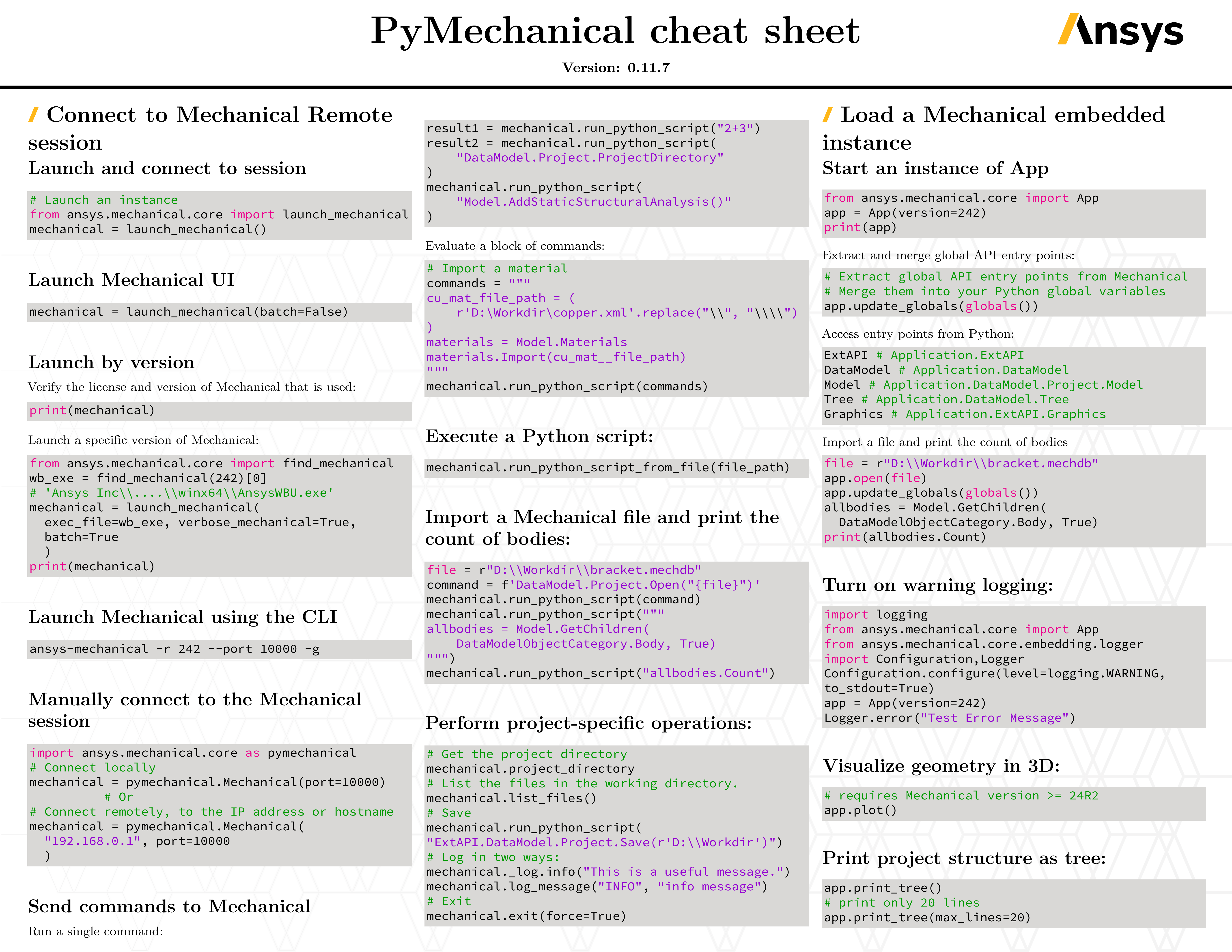 PyMechanical cheat sheet