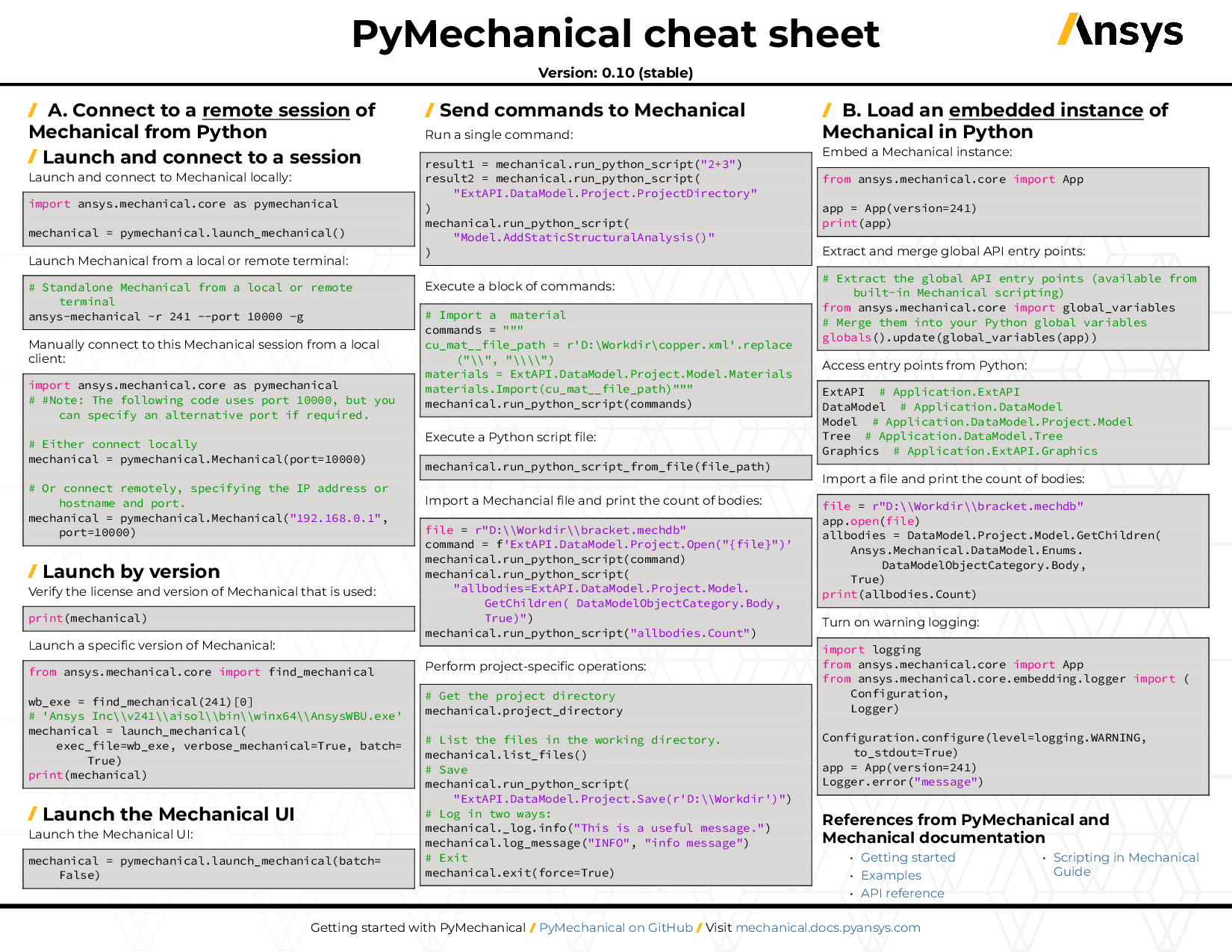 PyMechanical cheatsheet